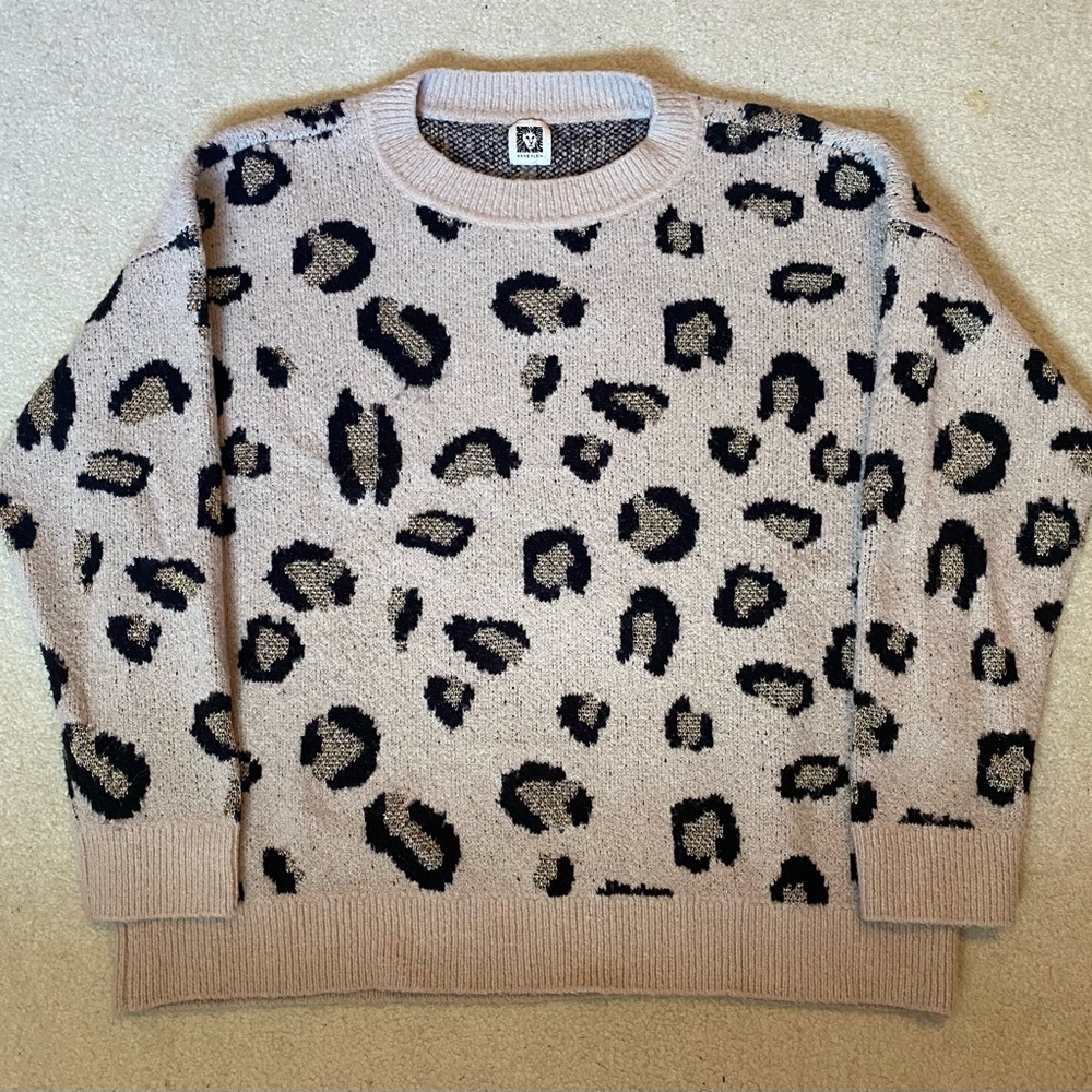 Anne Klein Cheetah Print Crew Neck Sweater